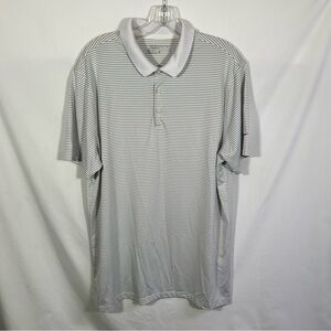 Nike Golf Dri-Fit Polo Shirt Men’s Size Large. Standard Fit. White/ Gray Striped